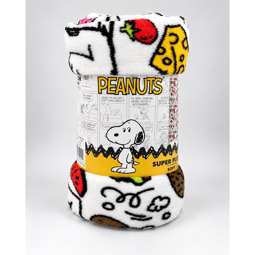 Peanuts Snoopy Snacks Super Plush Throw Blanket 46 x 60 Inches New